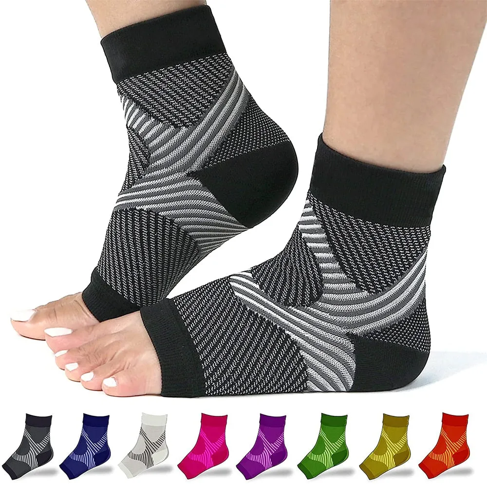 2pcs/pair Open Toe Foot Compression Socks for Achilles Tendonitis Brace