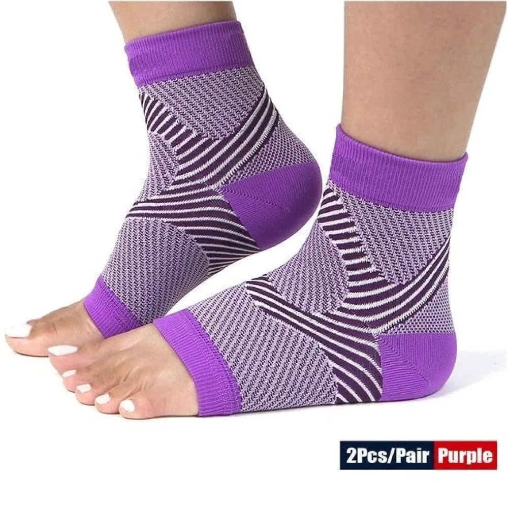 2pcs/pair Open Toe Foot Compression Socks for Achilles Tendonitis Brace