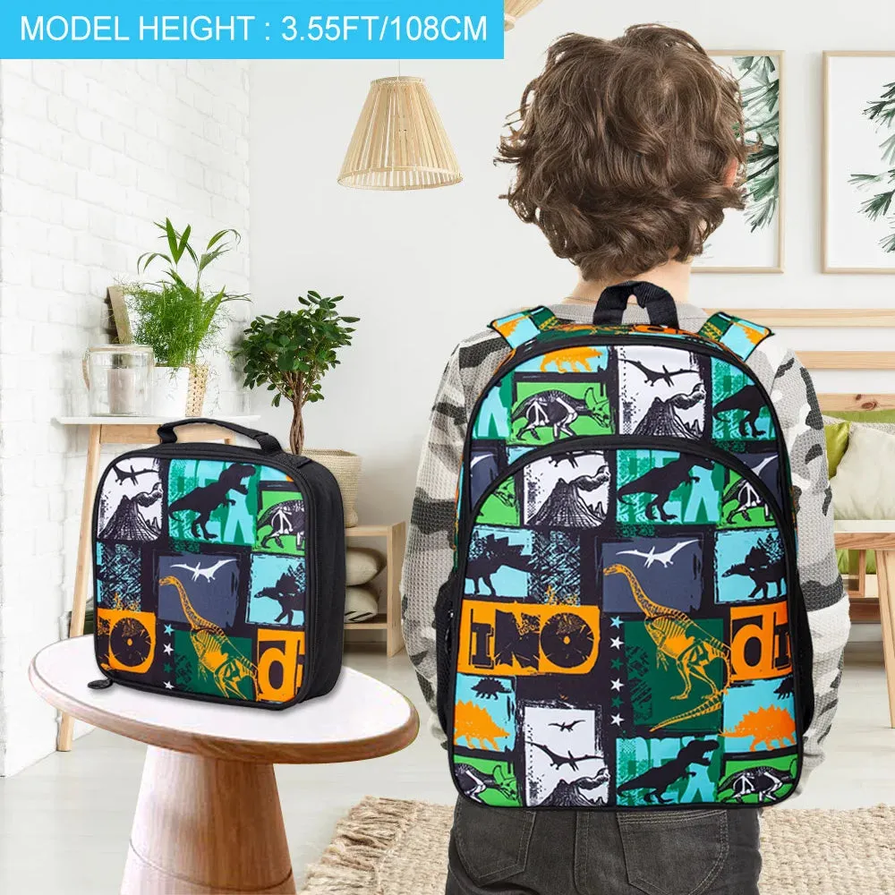 3 Piece Dinosaur Backpack Set For Boys 16 Bookbag Lunch Box For Kindergarten