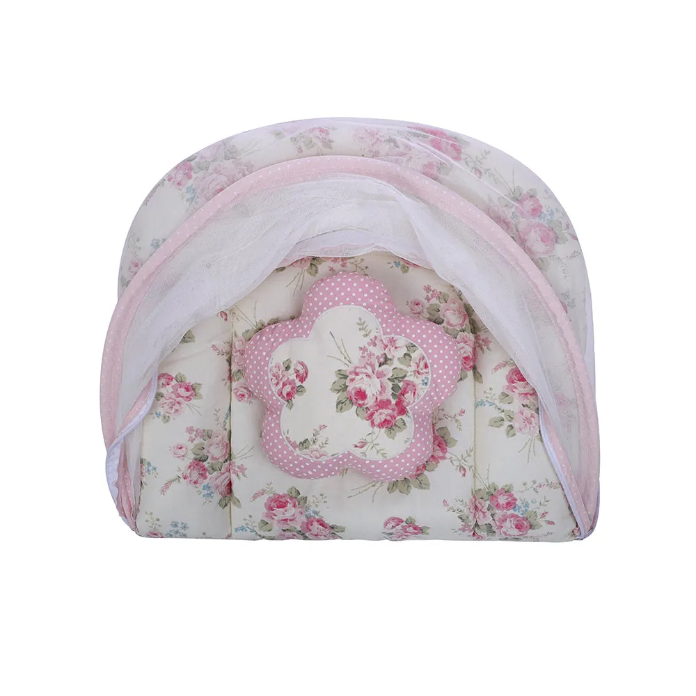 Abracadabra Gadda Set with Mosquito Net & Shaped Pillow Vintage Theme - Pink