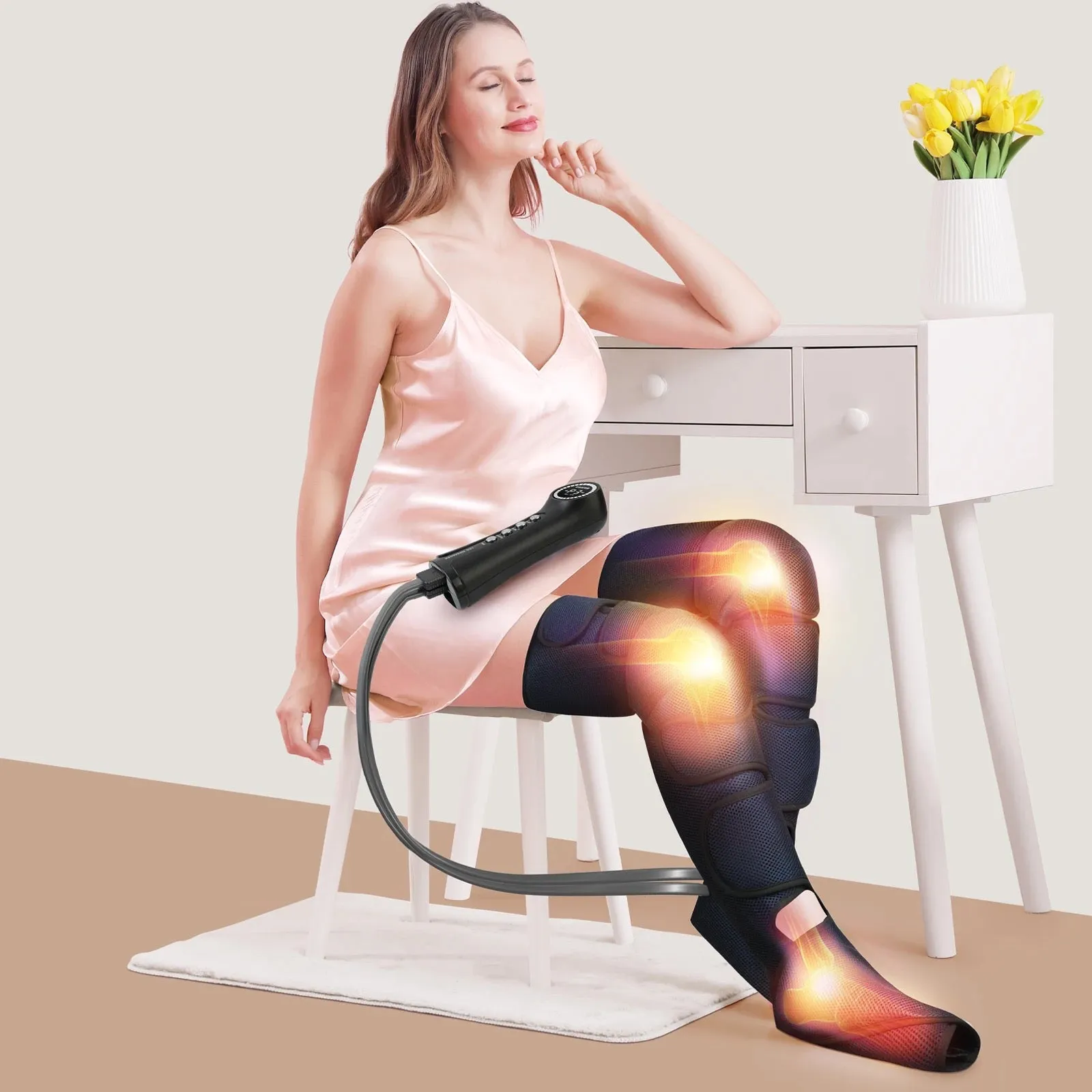Air Pressure Compression Foot and Leg Massager For Circulation, Relaxation and Lymphatic Drainage