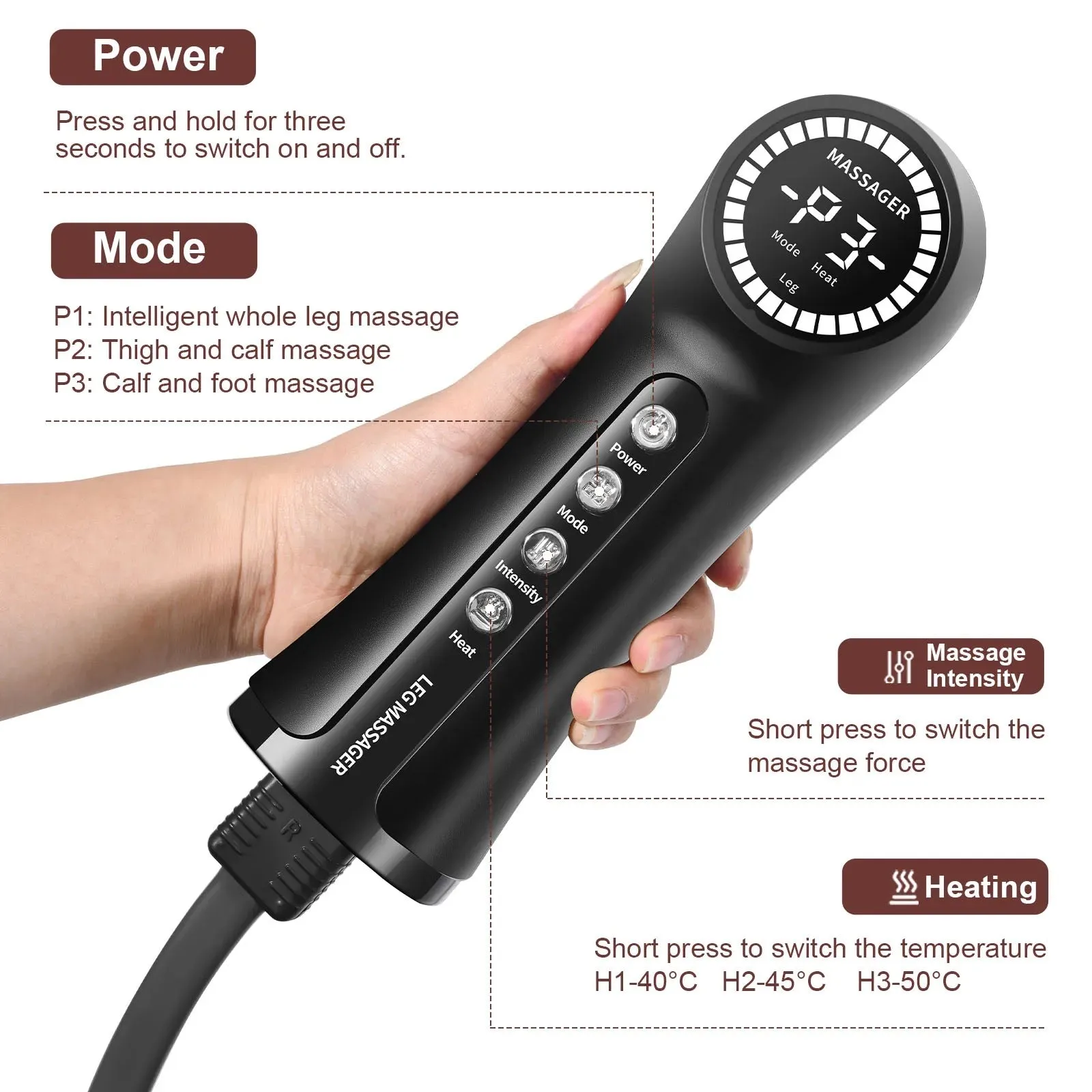 Air Pressure Compression Foot and Leg Massager For Circulation, Relaxation and Lymphatic Drainage