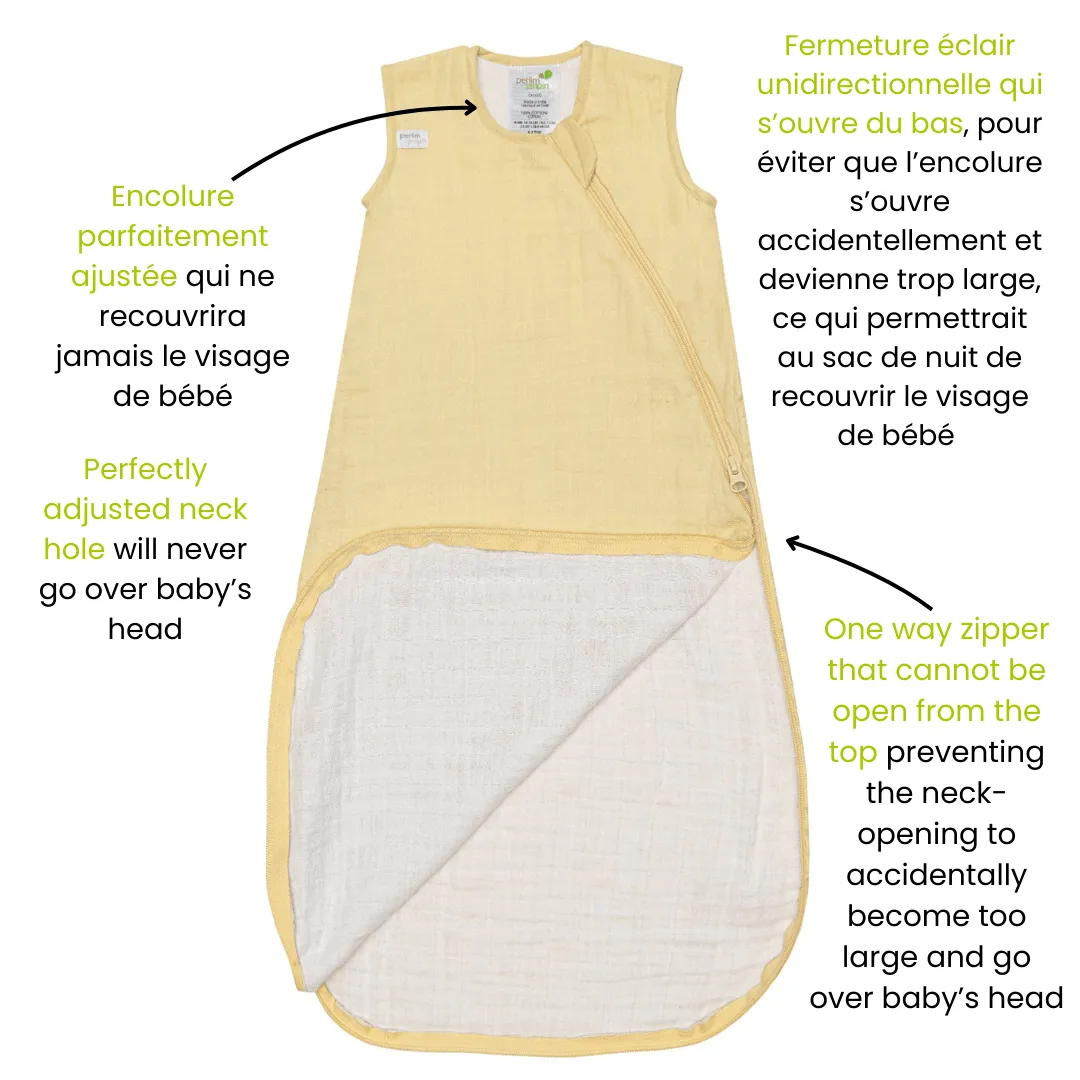 Cotton Muslin Sleep Sack - Lemon (0.7 tog)