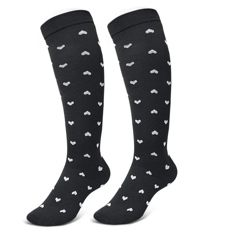 Decorative Pattern Compression Socks Outdoor Sports Fitness Marathon Compression Socks