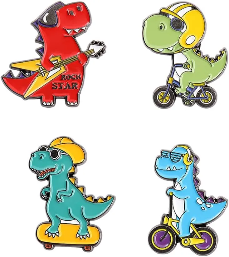 Funny Cute Enamel Pin Set Dinosaur Brooch Pins for Backpacks Clothes Bags