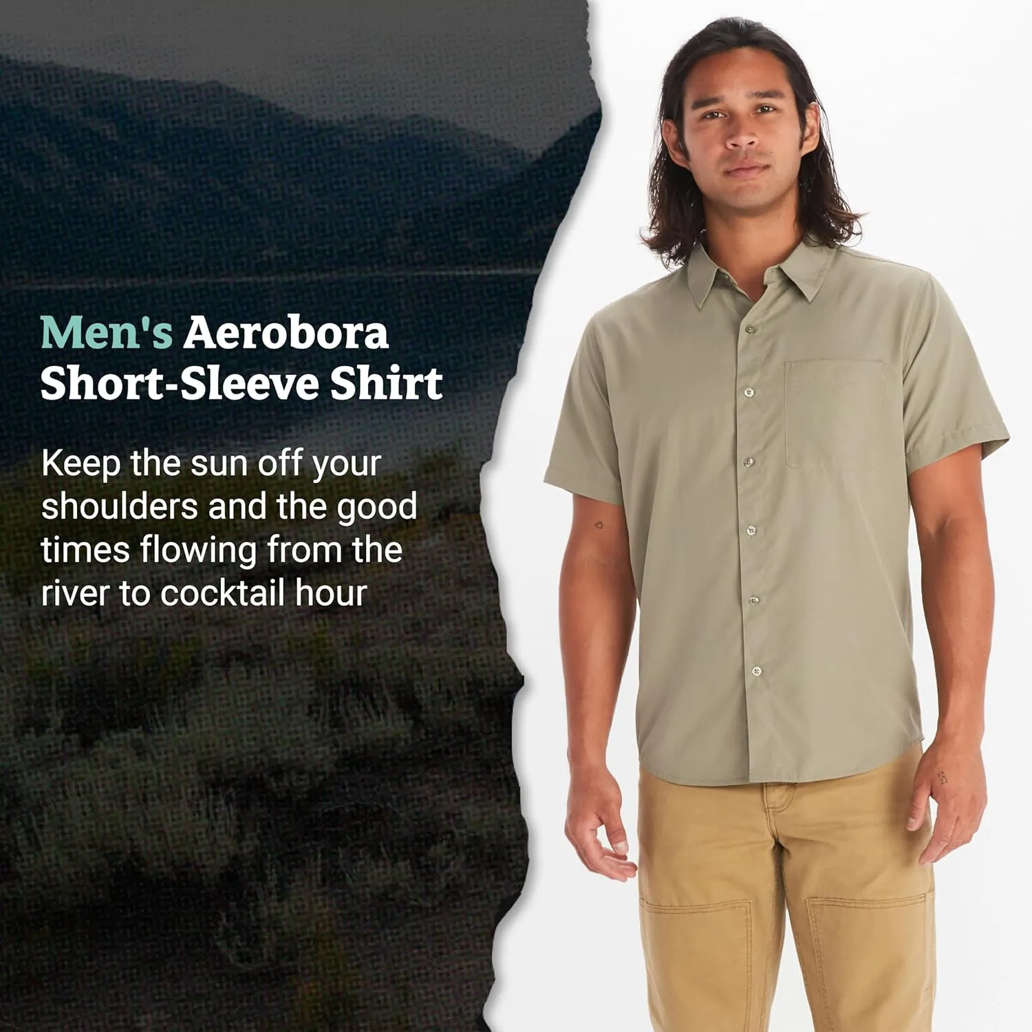 MARMOT Men's Aerobora Short Sleeve Button-Down Shirt - Lightweight, Packable, Quick-Drying UPF Protection
