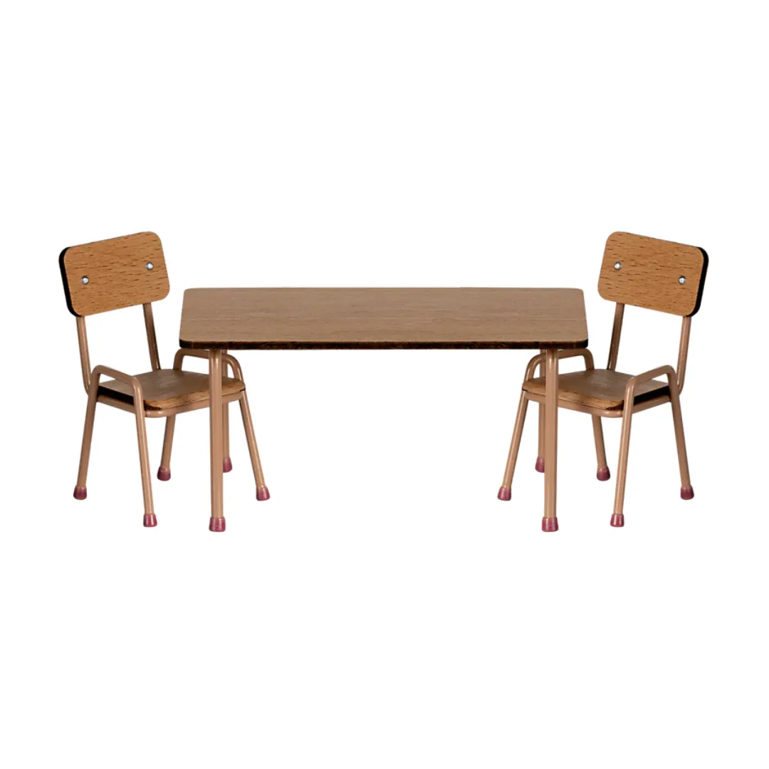 Table and Chair Set, Mouse - Dark Powder by Maileg